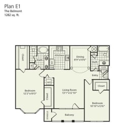 2 Bedroom Apartment Plan E1