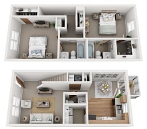  Floor Plan 2 Bedroom 2.5 Bath