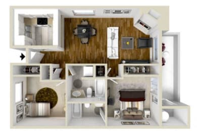 2 Bedroom Floor Plan | Bay Village Apartments Velejo CA