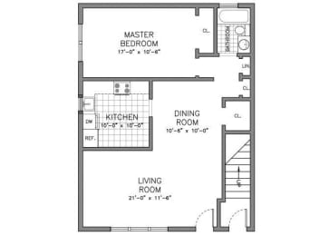 1 Bed 1 Bath Floorplan at Gateways at Randolph, Randolph, NJ