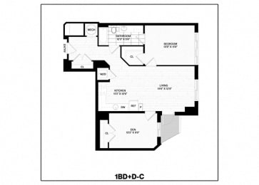  Floor Plan 1 Bed/1 Bath Den-C
