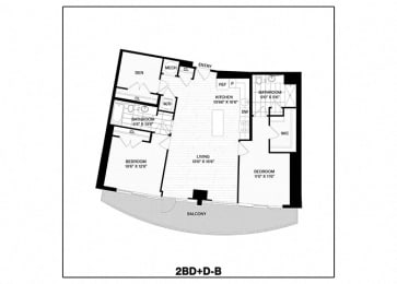  Floor Plan 2 Bed/2 Bath Den-B