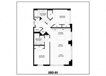  Floor Plan 2 Bed/2 Bath-B1
