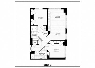  Floor Plan 2 Bed/2 Bath-B