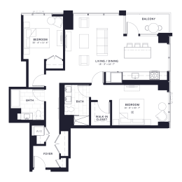 Lincoln Common Sheffield Two Bedroom Floor Plan at The Apartments at Lincoln Common, Illinois