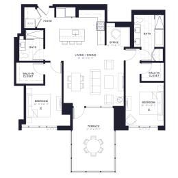 Lincoln Common Wilton Two Bedroom Floor Plan at The Apartments at Lincoln Common, Illinois, 60614
