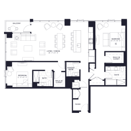 Lincoln Common Chalmers Two Bedroom Floor Plan at The Apartments at Lincoln Common, Chicago, IL, 60614