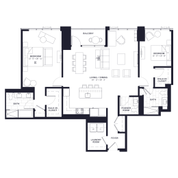Lincoln Common Fullerton Two Bedroom Floor Plan at The Apartments at Lincoln Common, Chicago, IL