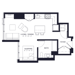 Lincoln Common Hampden Junior One Bedroom Floor Plan at The Apartments at Lincoln Common, Chicago, IL