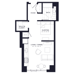 Lincoln Common Fremont Junior One Bedroom Floor Plan at Lincoln Common South