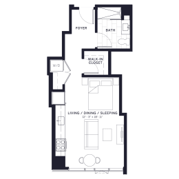 Lincoln Common Webster Studio Floor Plan at The Apartments at Lincoln Common, Chicago, 60614