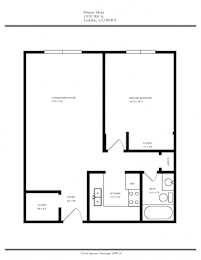 1 Bedroom Floor Plan at Miners Mesa Apartments, Golden, CO, 80401