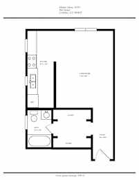 Studio Floor Plan at Miners Mesa Apartments, Colorado, 80401