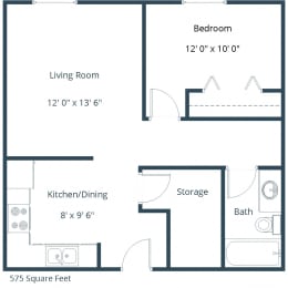 Maplewood Bend Apartments | One Bedroom Floor Plan B