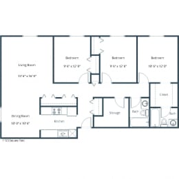Maplewood Bend Apartments | Three Bedroom Floor Plan B
