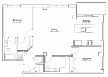  Floor Plan 2X2 1167