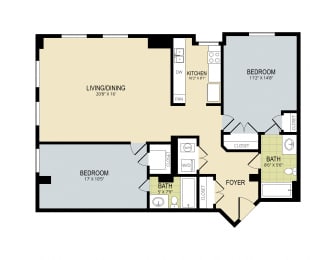 Willow Floor Plan at The Redwood, Baltimore, MD, 21201