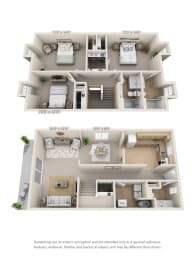 3 bed 2 bath floor plan  at Fairfield Pointe, Ohio