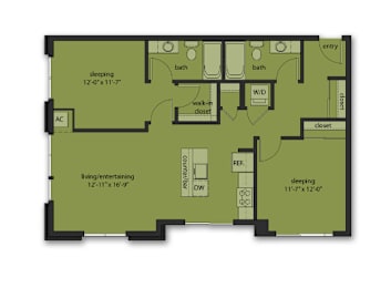  Floor Plan Two Bedroom E3