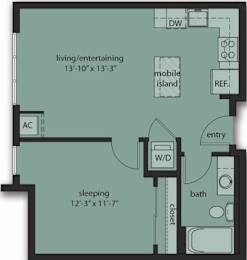  Floor Plan One Bedroom B1