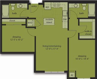  Floor Plan Two Bedroom D1