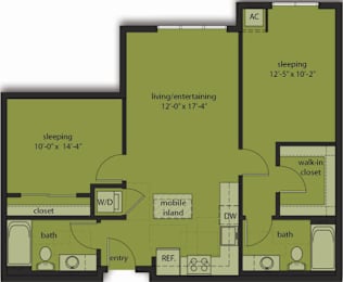  Floor Plan Two Bedroom D3