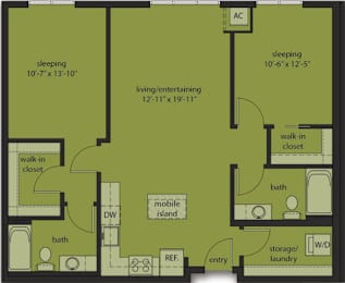  Floor Plan Two Bedroom E5