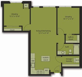  Floor Plan Two Bedroom E6