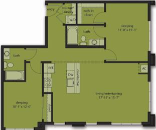  Floor Plan Two Bedroom E7 - Upgraded