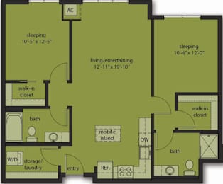  Floor Plan Two Bedroom E8