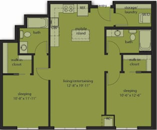  Floor Plan Two Bedroom E9