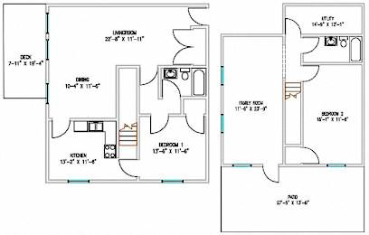  Floor Plan 2 Bedroom  2 Bath TH W/Deck  & Basement