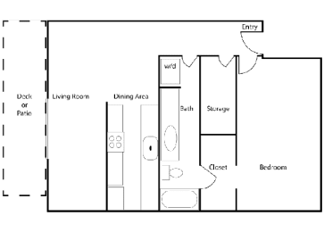 1 Bed 1 Bath Floor Plan at The Retreat, Sumner, WA, 98390