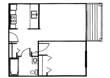  Floor Plan 1 Bed, 1 Bath