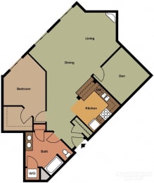  Floor Plan 1 Bedroom + Den