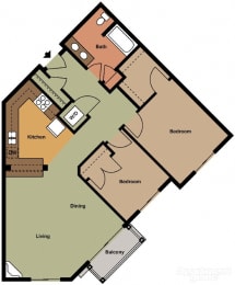  Floor Plan 2 Bedroom 1 Bath
