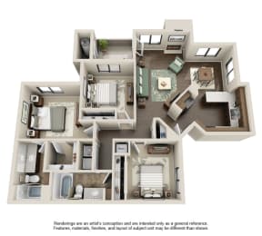 3A-3x2 Floor Plan at Sonoran Apartment Homes, Phoenix, AZ, 85044