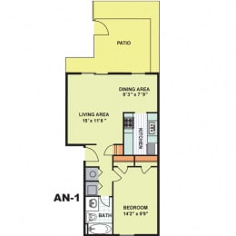 Floor Plan  Deluxe One Bedroom (AN1)