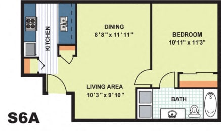 Floor Plan  Standard One Bedroom (S6A)