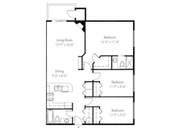  Floor Plan Three Bedroom