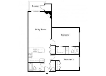  Floor Plan Two Bedroom D1025