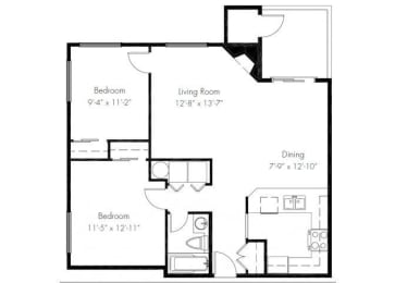  Floor Plan Two Bedroom A850