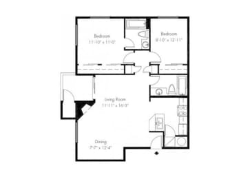  Floor Plan Two Bedroom C915