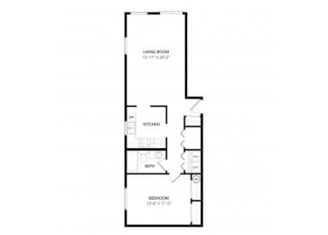  Floor Plan One Bed One Bath HC Renovated