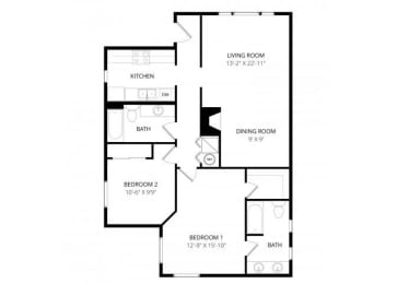  Floor Plan Two Bed Two Bath Lg Renovated