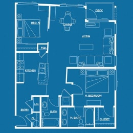 2 Bed 2 Bath Floor Plan at Latitude 47, University Place, WA, 98466