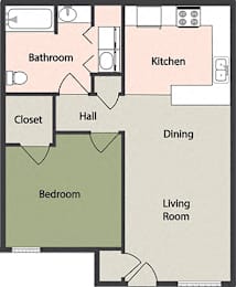  Floor Plan 1-Bedroom, 1-Bath