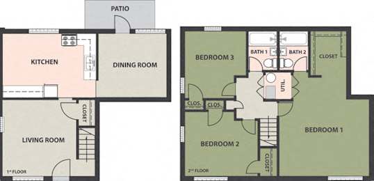  Floor Plan 3-Bedroom, 1-Bath