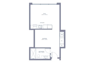 Studio Floor Plan at Shirt Factory Lofts, Norwalk, CT