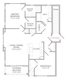 Floor Plan  2 Bedroom 2 Bath 2nd Floor